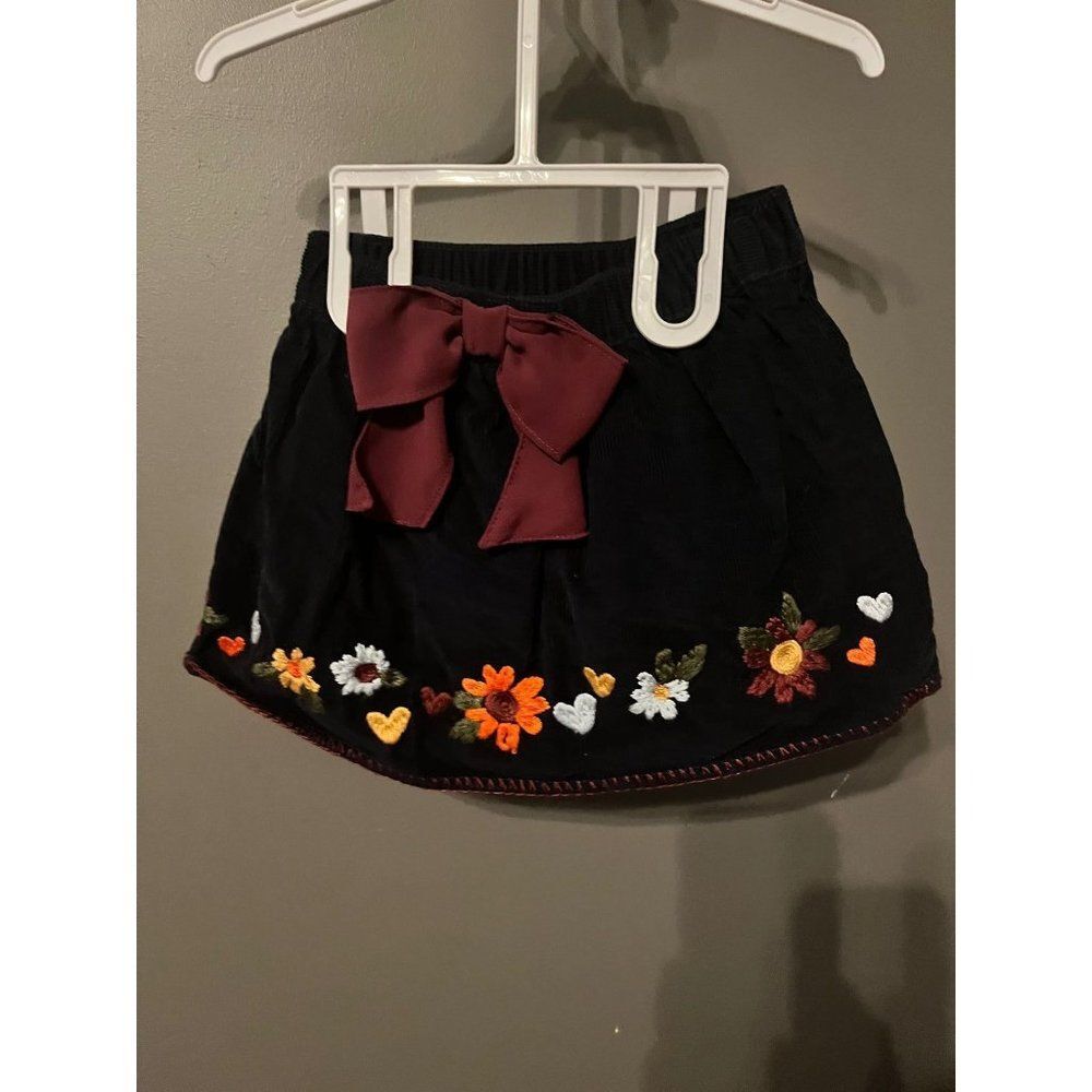 Hanna Andersson size 90 2t girls blue corduroy skirt floral